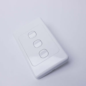 3-Gang Slim Line Switch Plate - White - RV Essentials Australia