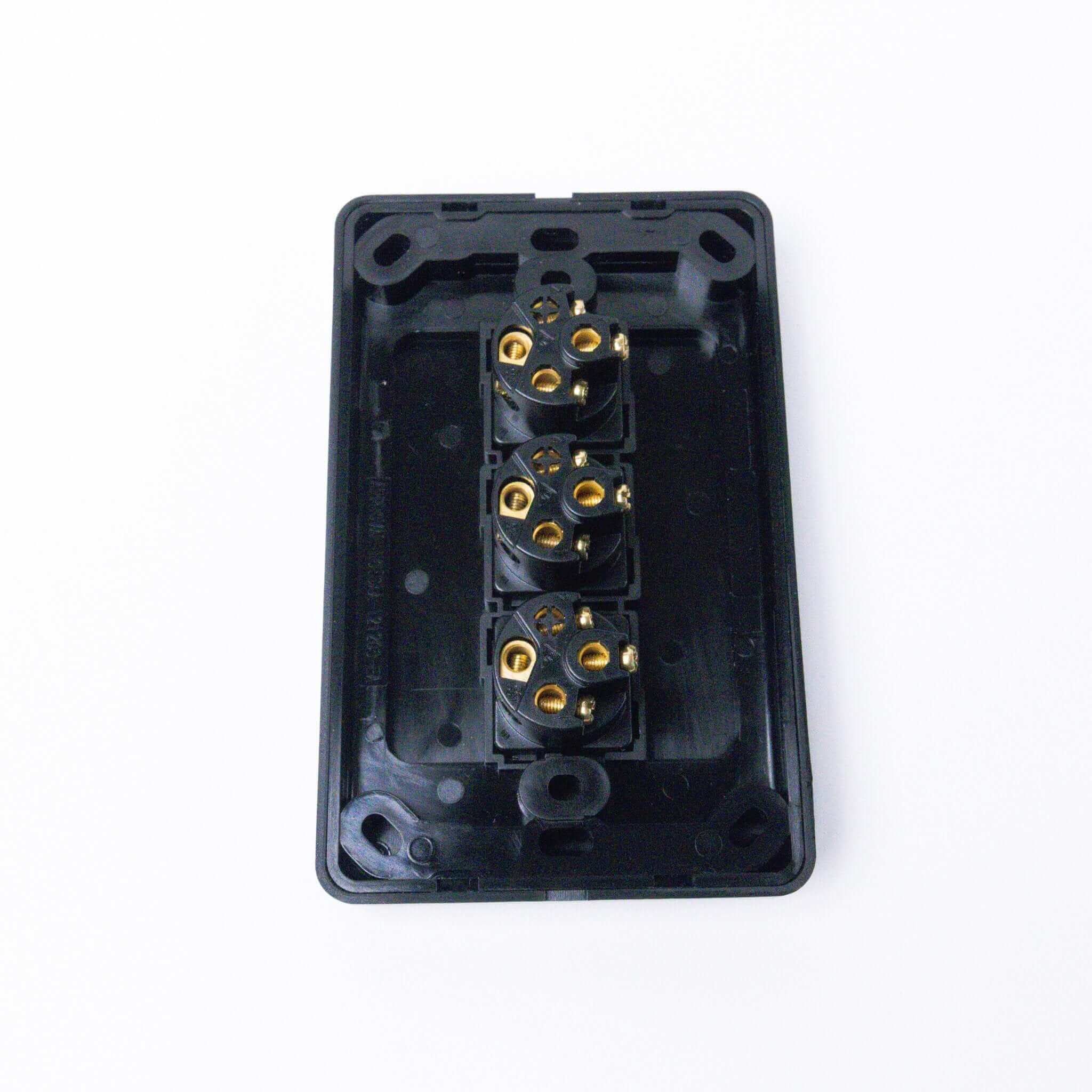 3 Gang Switch Slim Line Wall Light Switch - Black - RV Essentials Australia