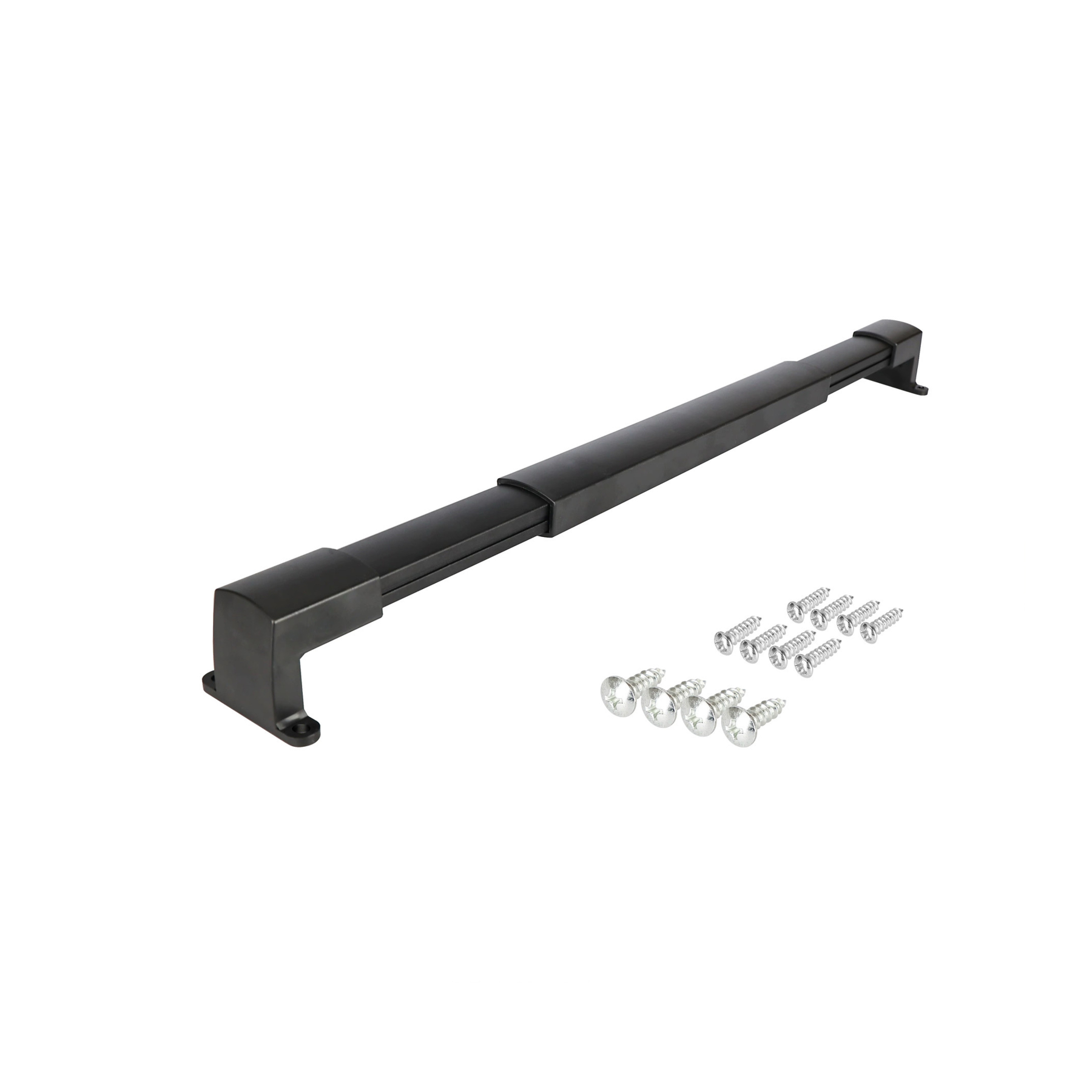 Adjustable caravan screen door cross bar handle in black with mounting screws