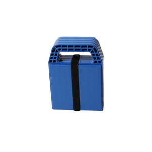 A blue plastic utility box with a black elastic strap, shown on a plain white background.