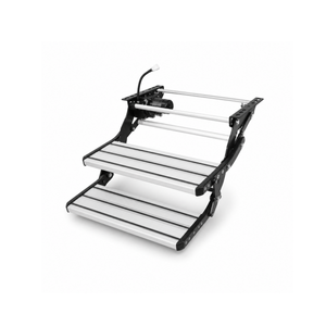 Ribbed silver aluminium tread surface for grip on caravan step