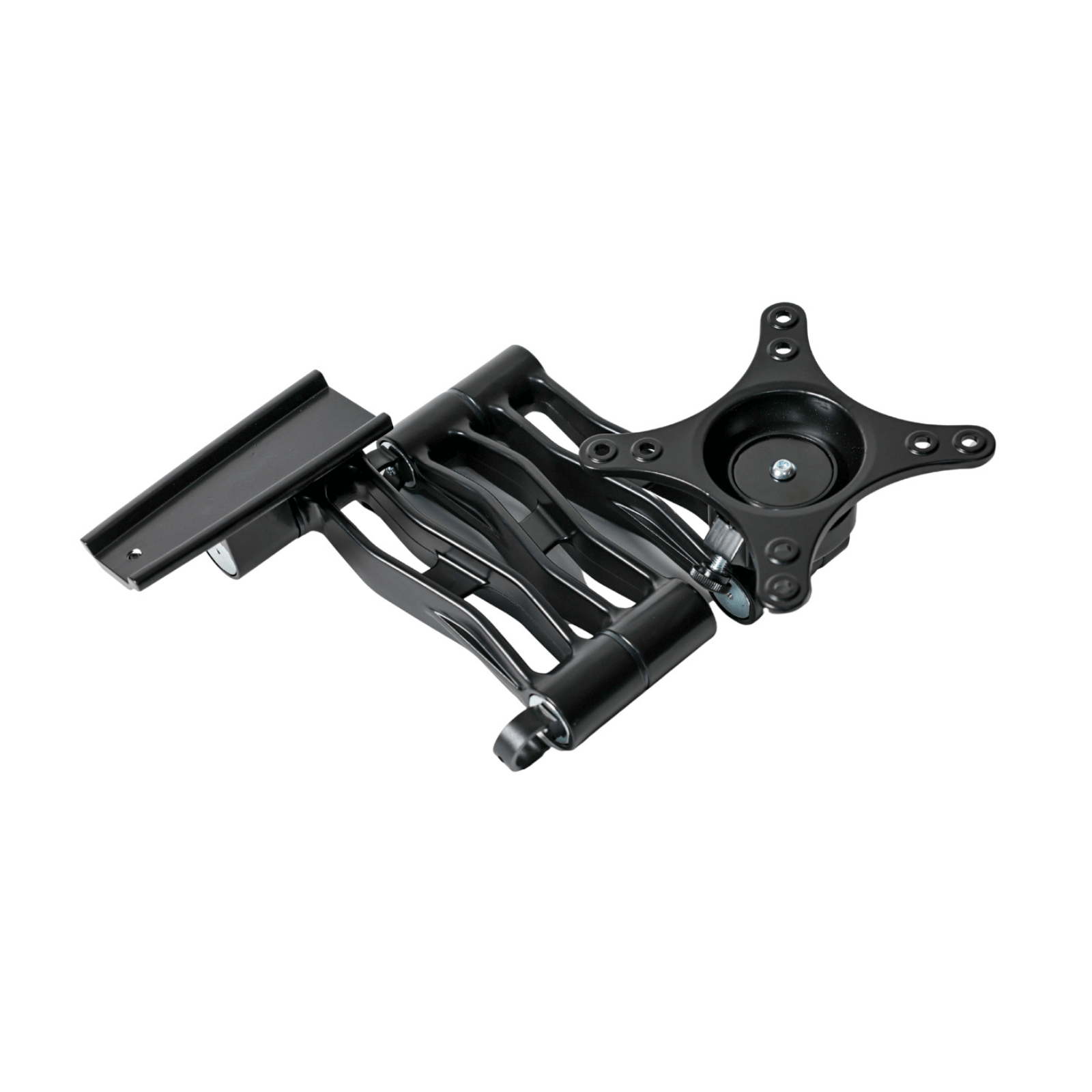 Black monitor stand on a white background