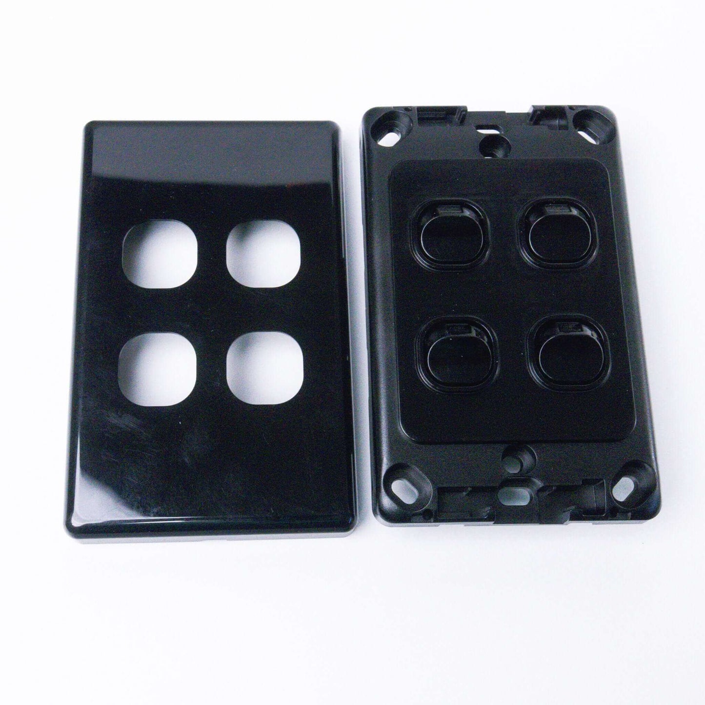 Black 4 Gang Switch Slimline Wall Plate - RV Essentials Australia