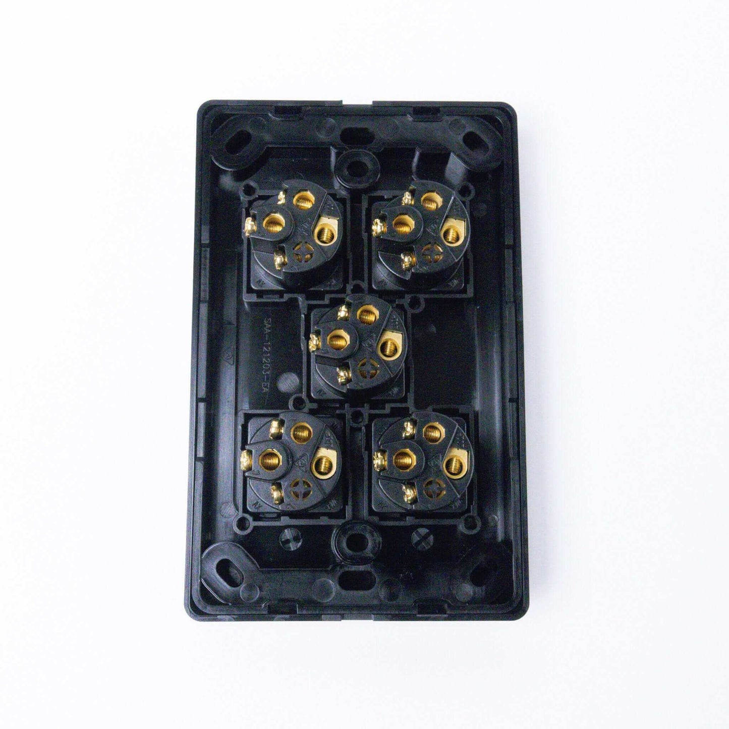 Black 5 Gang Switch Slimline Wall Plate - RV Essentials Australia