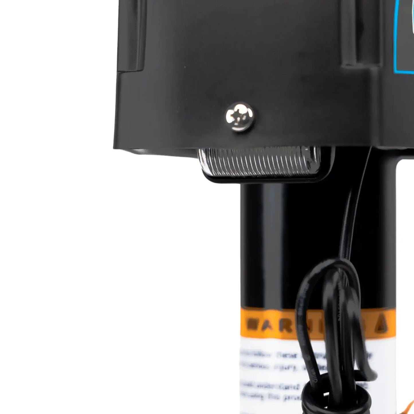 Black electric hair clipper with visible warning label on a white background