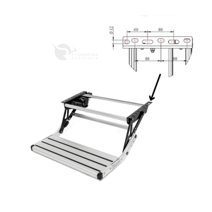Single pull-out caravan step with mounting bracket hole spacing diagram, 69mm and 88mm slot centres