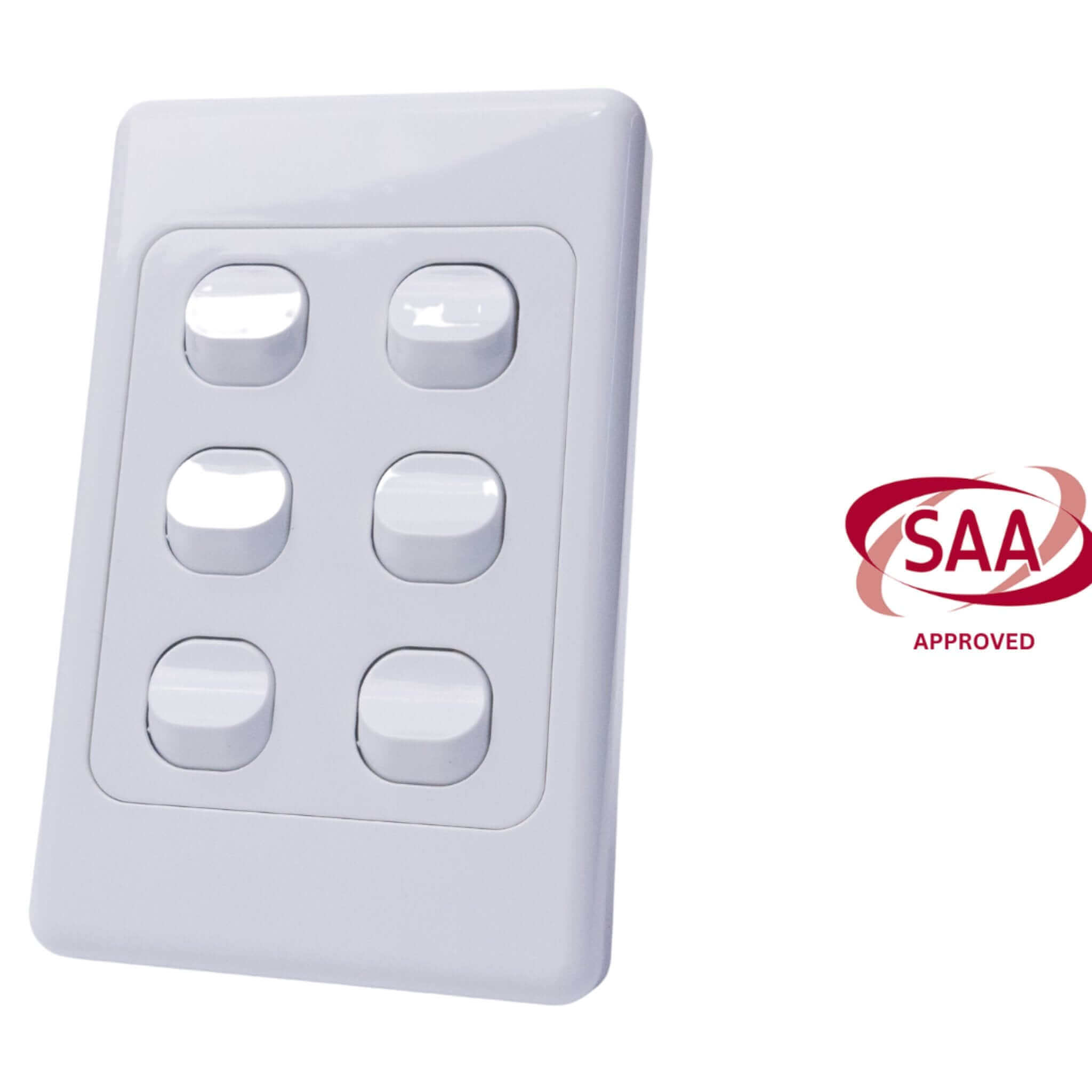 White 6 Gang Switch Slimline Wall Plate - RV Essentials Australia
