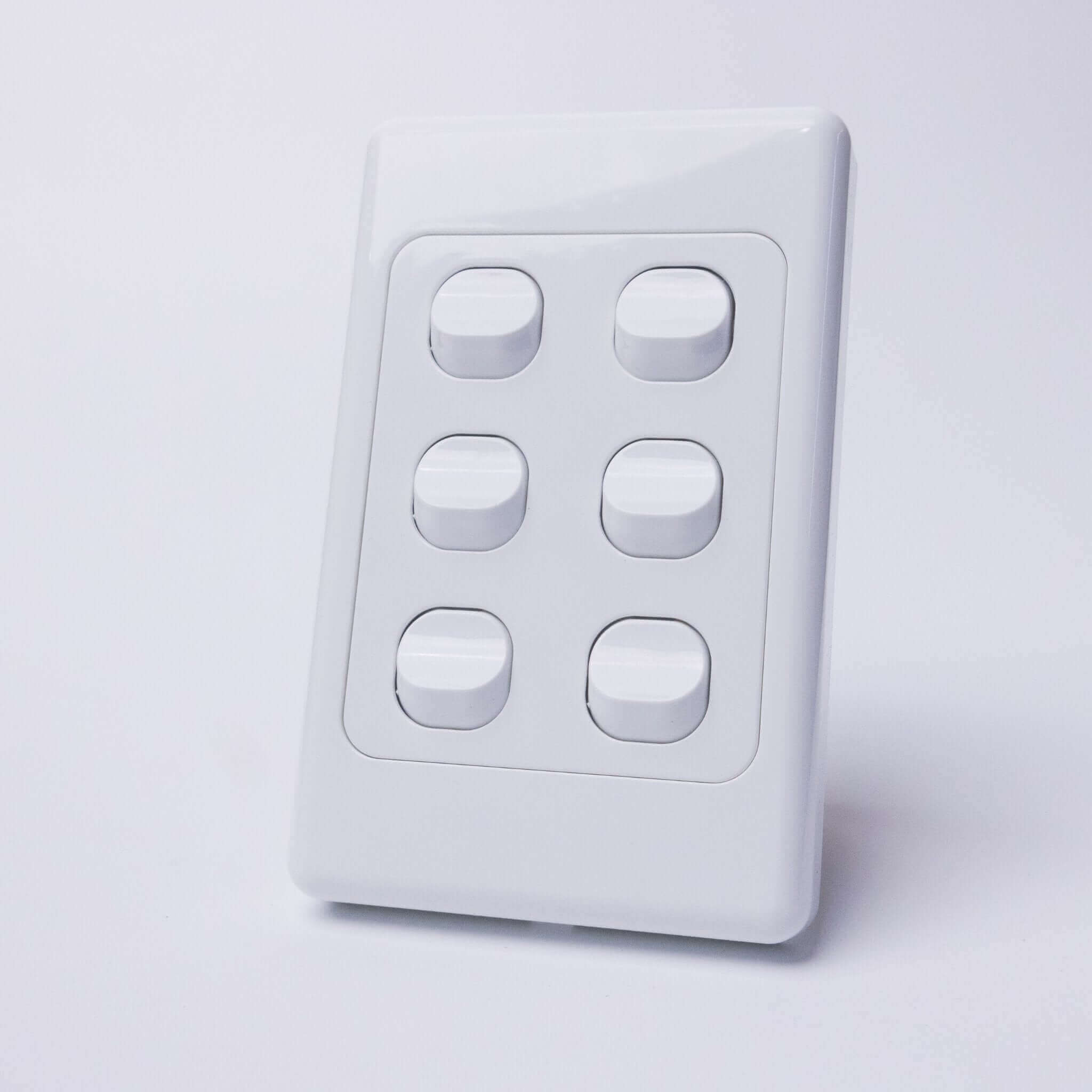 White 6 Gang Switch Slimline Wall Plate - RV Essentials Australia