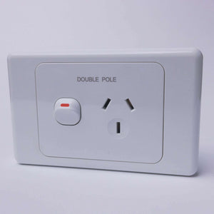 White Double Pole Power Point - 240V 10A Single Plug - RV Essentials Australia