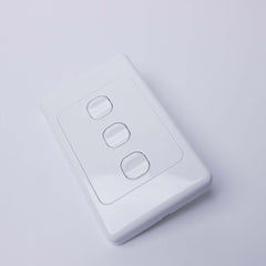3-Gang Slim Line Switch Plate - White - RV Essentials Australia