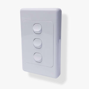 3-Gang Slim Line Switch Plate - White - RV Essentials Australia