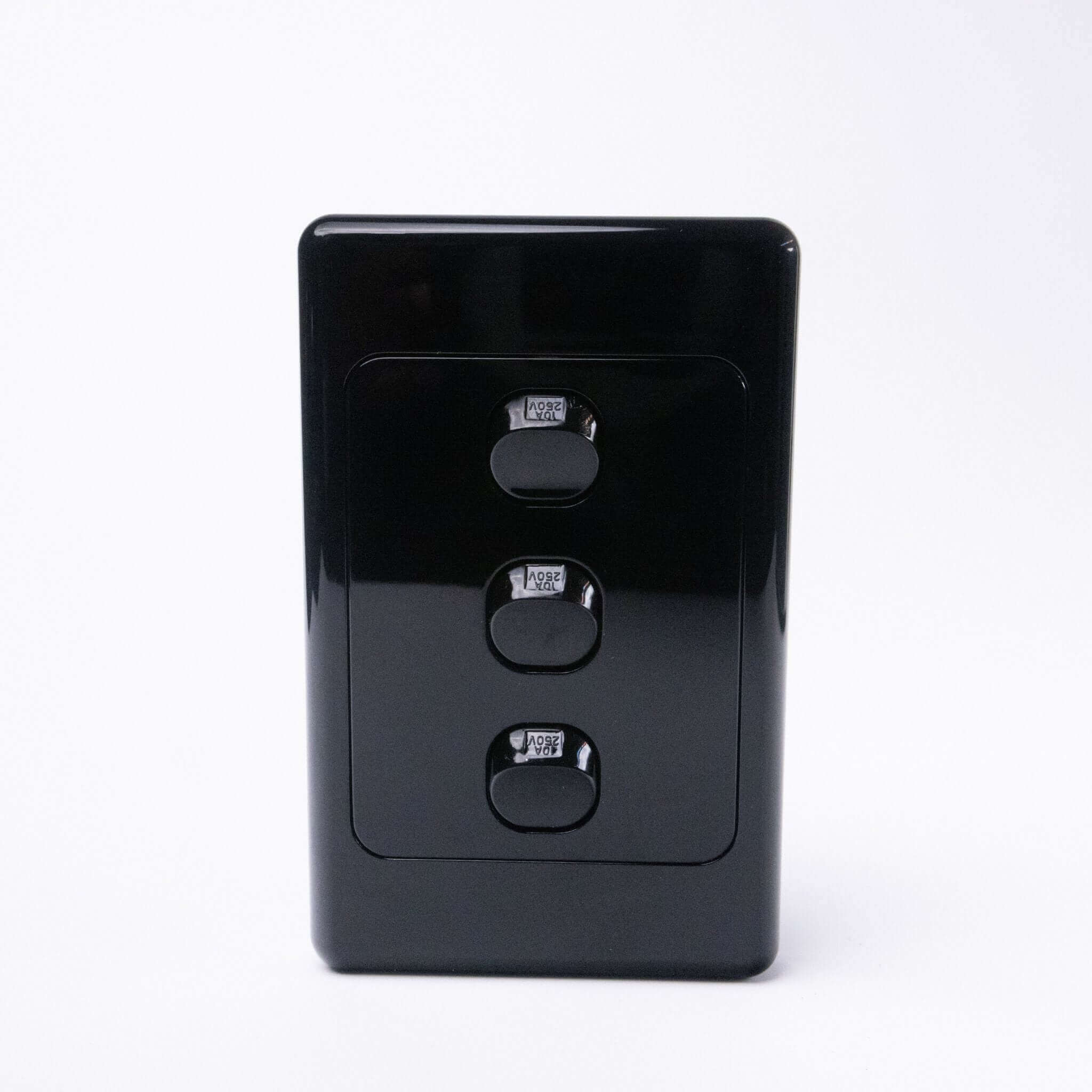 3 Gang Switch Slim Line Wall Light Switch - Black - RV Essentials Australia