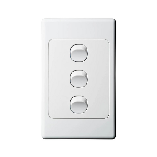 3-Gang Slim Line Switch Plate - White