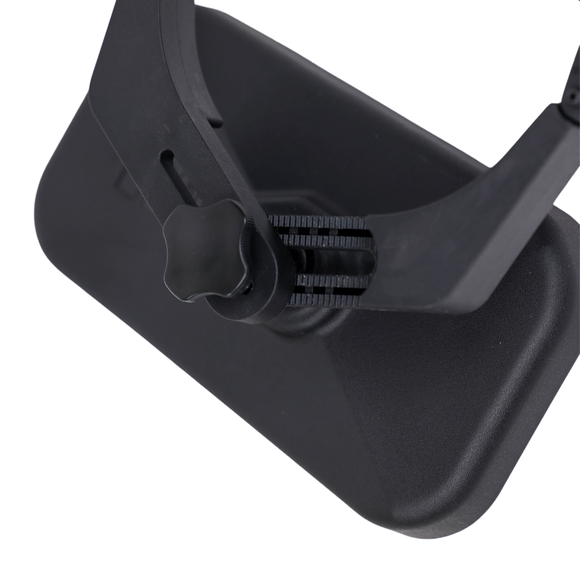 Adjustable towing mirror close-up showing secure mount for safe towing of caravans and trailers.