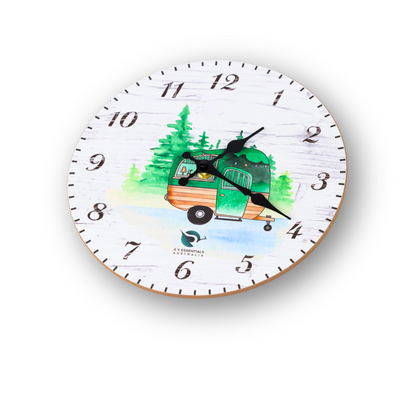 Caravan Wall Clock - wooden - 25cm