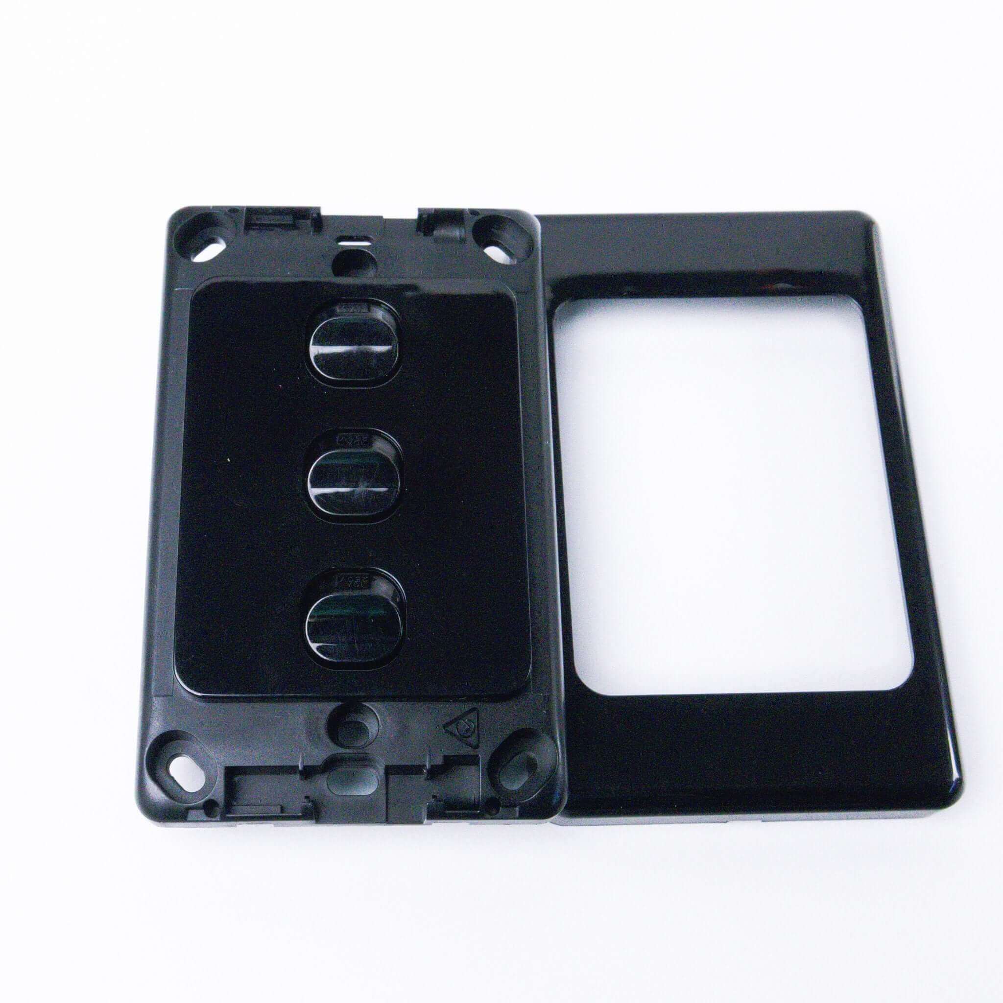 Black 4 Gang Switch Slimline Wall Plate - RV Essentials Australia
