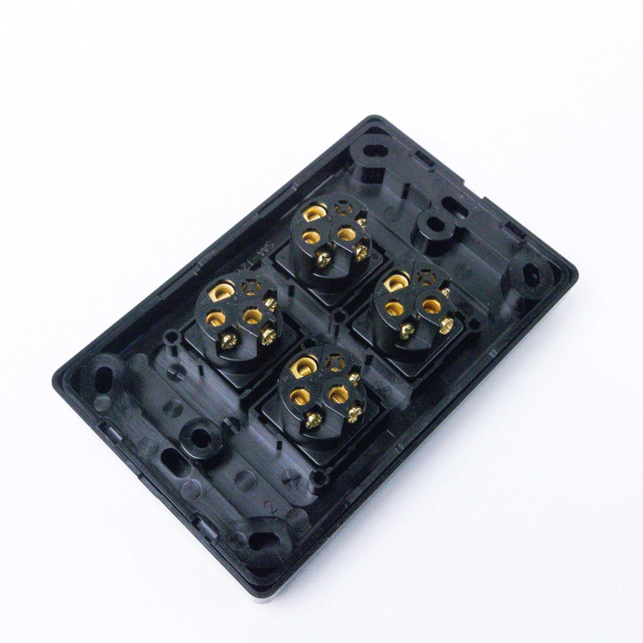 Black 4 Gang Switch Slimline Wall Plate - RV Essentials Australia