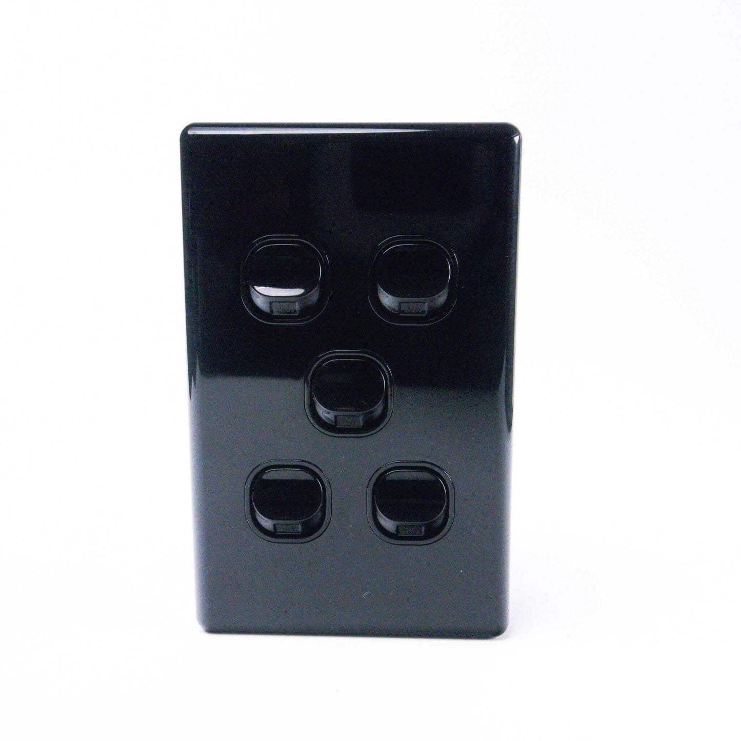 Black 5 Gang Switch Slimline Wall Plate - RV Essentials Australia