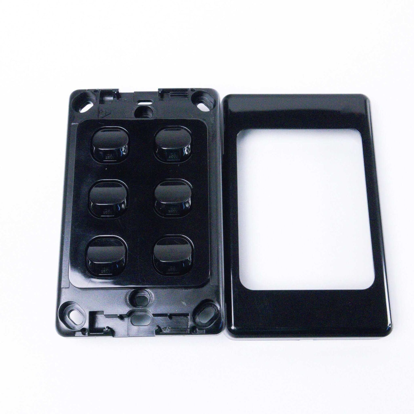 Black 6 Gang Switch Slimline Wall Plate - RV Essentials Australia