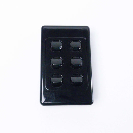 Black 6 Gang Switch Slimline Wall Plate - RV Essentials Australia