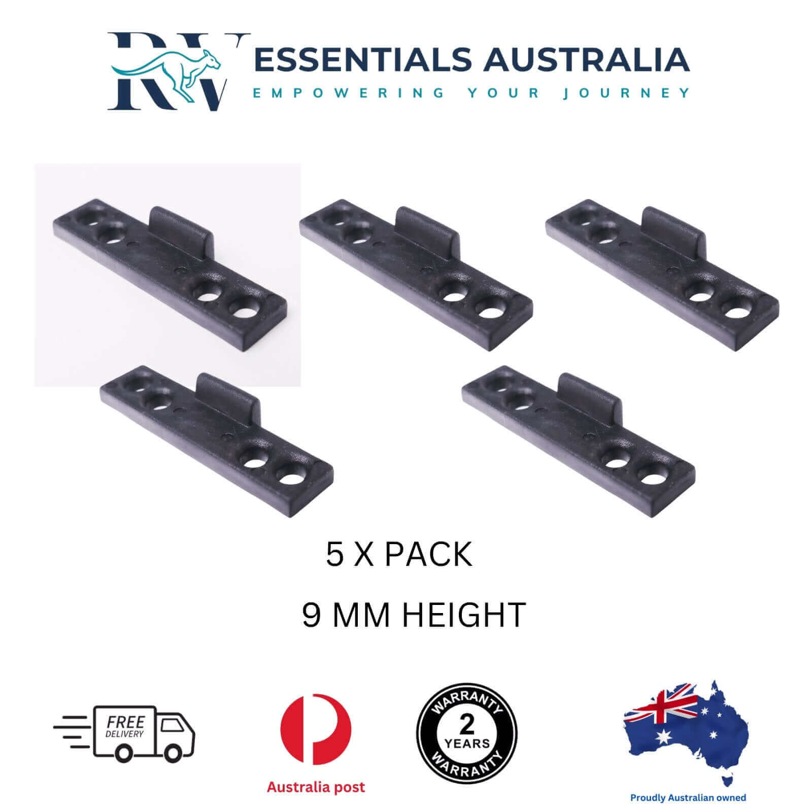 Caravan cupboard Door Lock Striker Plates (5 Pack) - Black, Adjustable, Italian Made - RV Essentials Australia