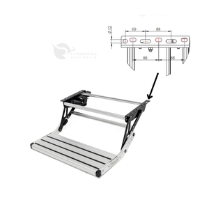 Single pull-out caravan step with mounting bracket hole spacing diagram, 69mm and 88mm slot centres