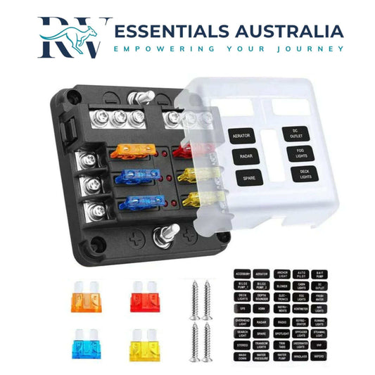 RV Essentials Australia 6 Way Fuse Box with Bus Bar - RV Essentials Australia
