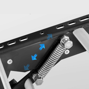 Angled view of the silver aluminium double caravan step open, showing the steel frame and aluminium steps