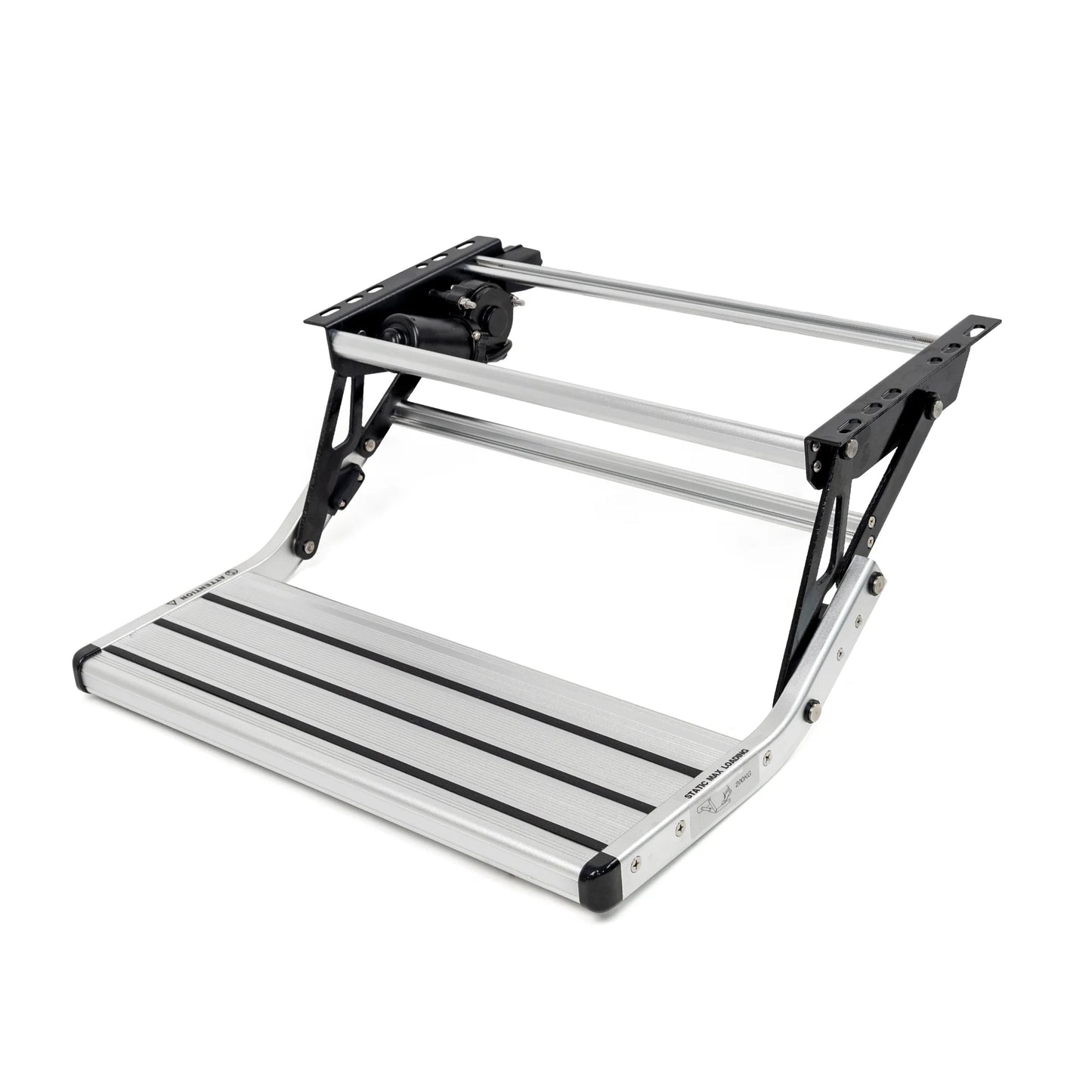 silver folding step on a white background