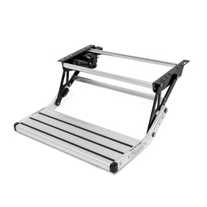 silver folding step on a white background