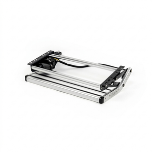Silver single electric caravan step retracted flat with motor and wiring