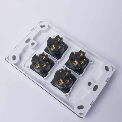 White 4 Gang Switch Slimline Wall Plate - RV Essentials Australia