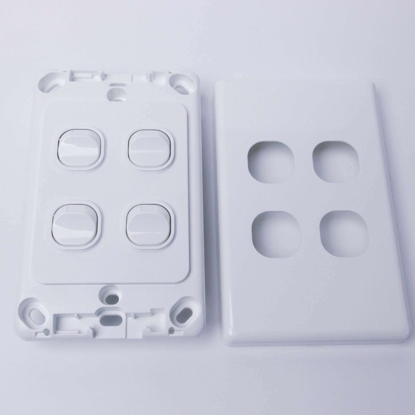 White 4 Gang Switch Slimline Wall Plate - RV Essentials Australia