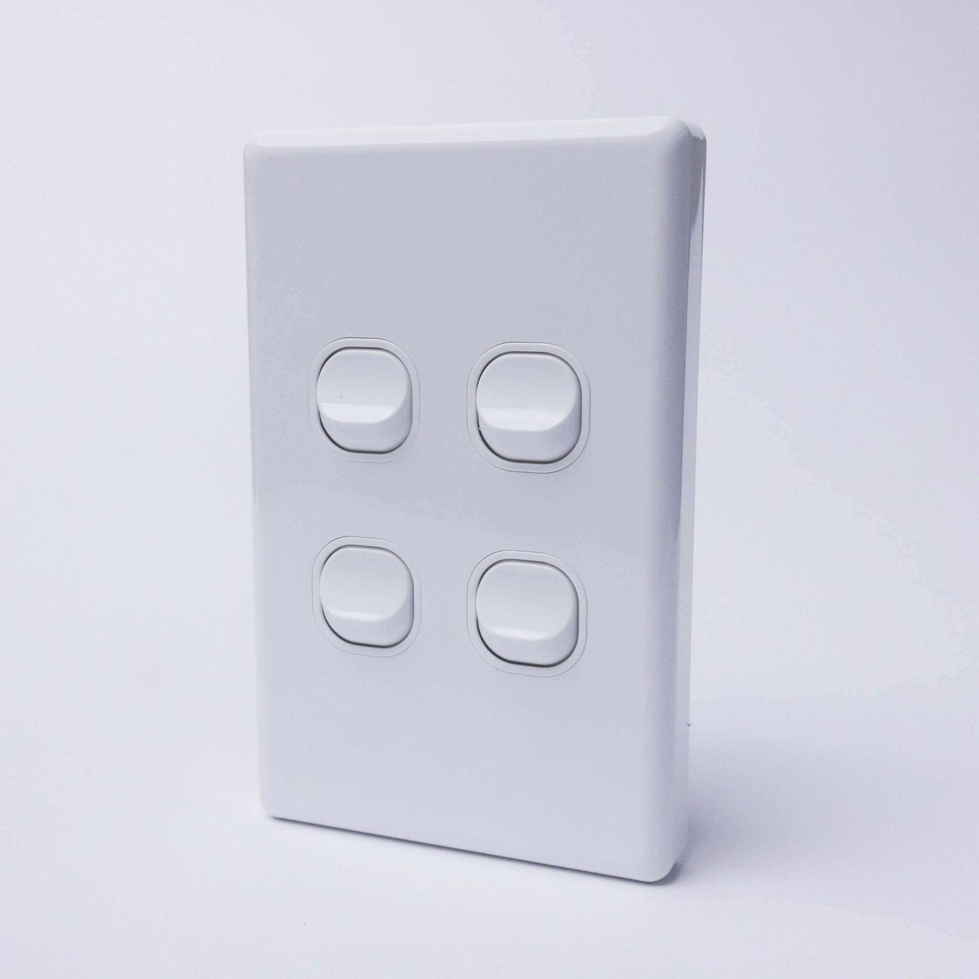 White 4 Gang Switch Slimline Wall Plate - RV Essentials Australia