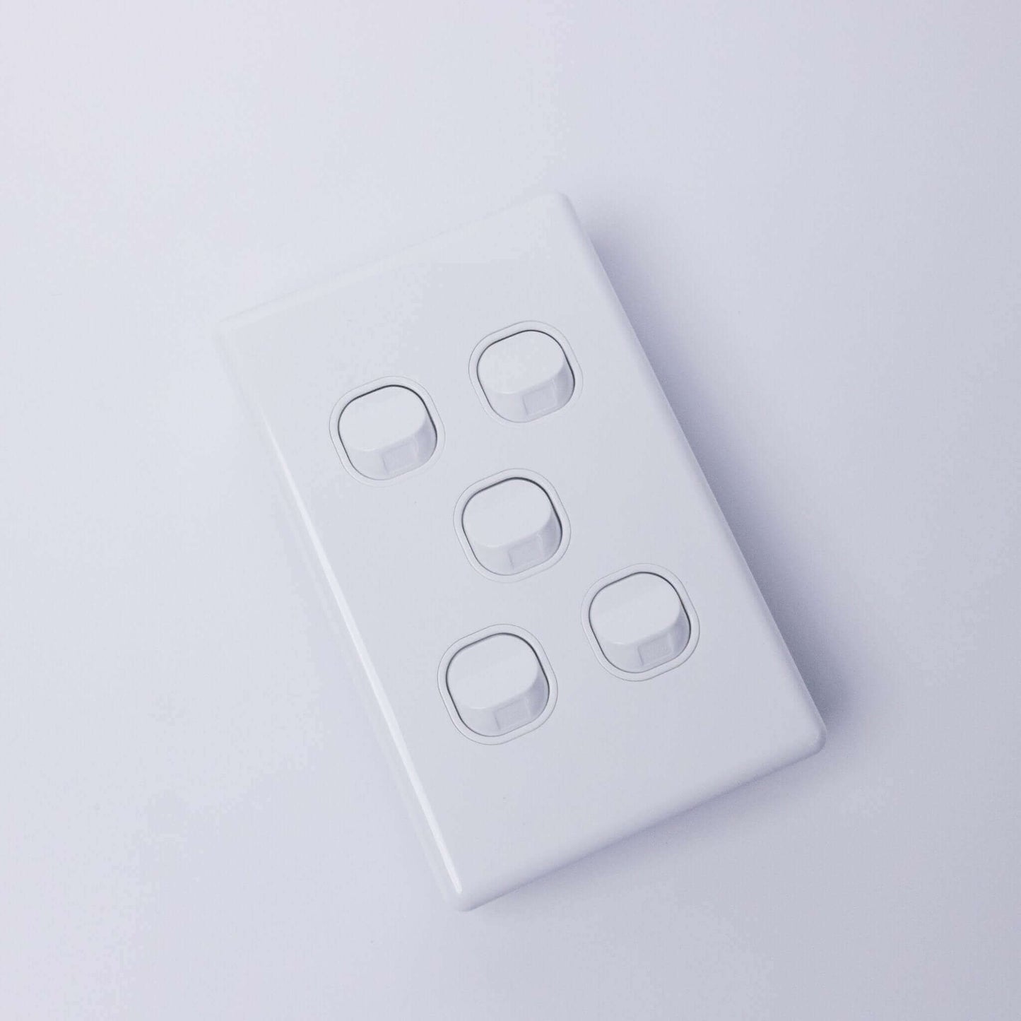 White 5 Gang Switch Slimline Wall Plate - RV Essentials Australia