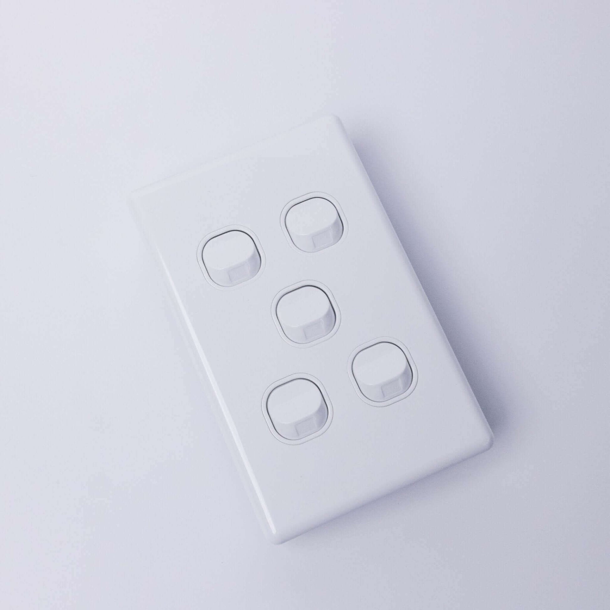 White 5 Gang Switch Slimline Wall Plate - RV Essentials Australia