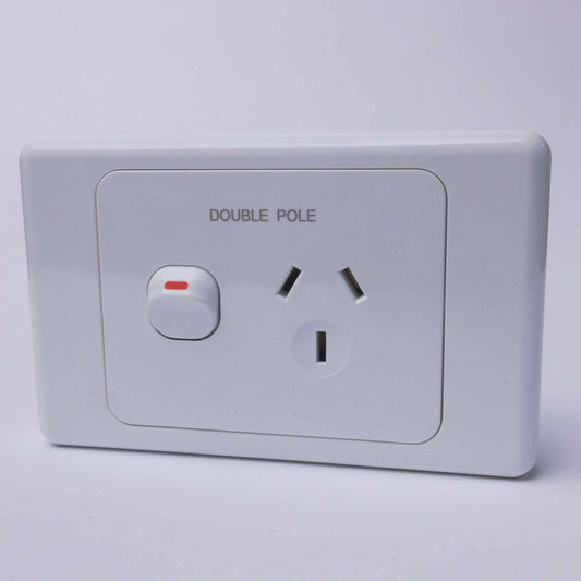 White Double Pole Power Point - 240V 10A Single Plug - RV Essentials Australia